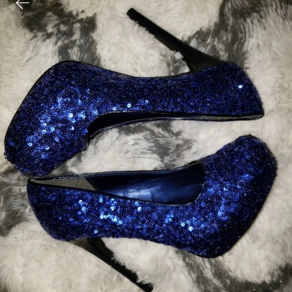 Blue glitter heels